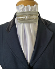 HHD White Dressage Euro Stock Tie ‘Jane’ in Grey with Crystals