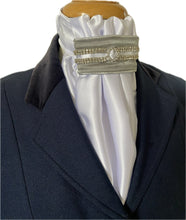 HHD White Dressage Euro Stock Tie ‘Jane’ in Grey with Crystals