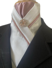 HHD White or Ivory Dressage Stock Tie Pink & Rose Gold