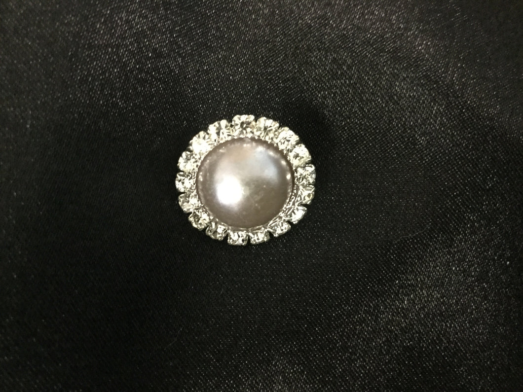 Grey Pearl Rhinestone Dressage Stock Pin in Silvertone