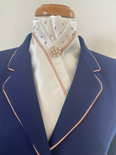 HHD White or Ivory Dressage Stock Tie Rose Gold Swarovski Elements