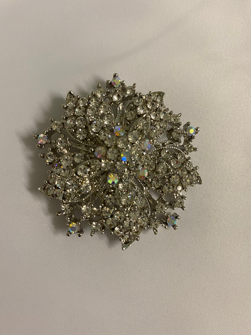 Stunning Vintage Silver AB Rhinestone Stock Pin