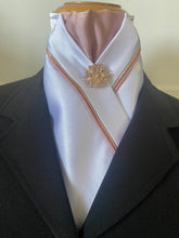 HHD White or Ivory Dressage Stock Tie Pink & Rose Gold