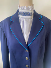 HHD Dressage Equestrian Stretch  Show Coat Jacket Navy Blue & Aqua