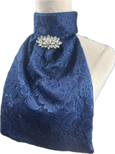 HHD Dressage Euro Stock Tie ‘Helena’ in Navy Blue Lace