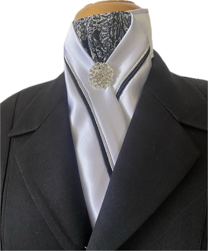 HHD Dressage Equestrian  Stock Tie Black & White Paisley