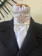 HHD Cream Dressage Euro Stock Tie ‘Amy’ With Pearls & Gold