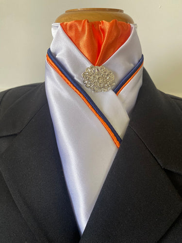 HHD Dressage Equestrian Stock Tie Orange & Navy