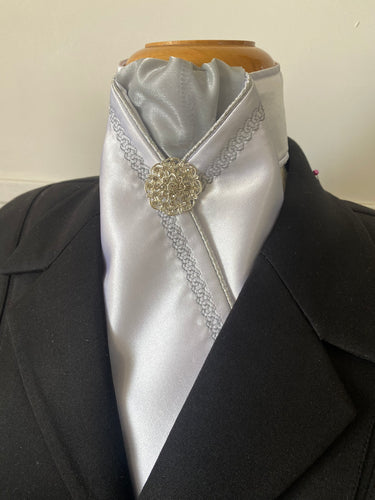 HHD Silver Grey Embroidered Dressage Stock Tie