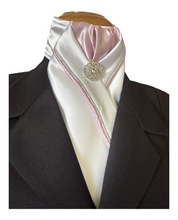 HHD White Satin Custom Pretied Stock Tie Baby Pink
