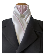 HHD White Satin Custom Pretied Stock Tie Baby Pink