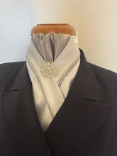 HHD White Dressage Show Equestrian Stock Tie ‘Pastel’ Baby Pink, Silver Grey, Violet, and Sky Blue