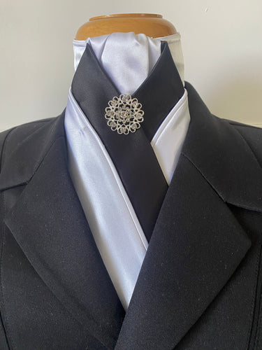 HHD Dressage Stock Tie Black & White