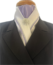 HHD White Dressage Show Equestrian Stock Tie ‘Pastel’ Baby Pink, Silver Grey, Violet, and Sky Blue