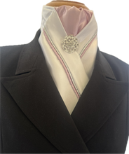 HHD White Dressage Show Equestrian Stock Tie ‘Pastel’ Baby Pink, Silver Grey, Violet, and Sky Blue