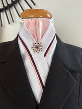 HHD White Satin Stock Tie Pink & Burgundy