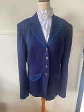 HHD Dressage Equestrian Stretch  Show Coat Jacket Navy Blue & Aqua