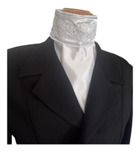 HHD White Dressage Euro Stock Tie ‘Helena’ Sequins and Pearls