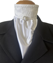 HHD Dressage Euro Stock  Tie ‘Tilly’ in White Satin and Lace