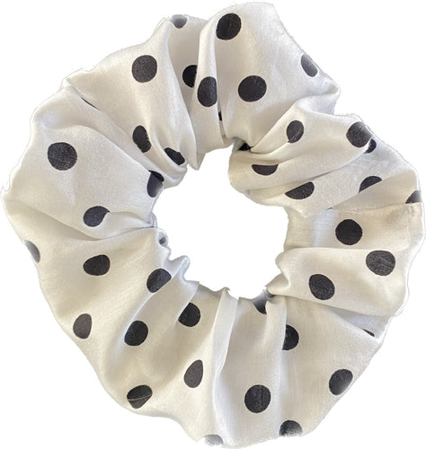 HHD Hair Scrunchie Black and White Pokadot
