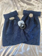 HHD Dressage Euro Stock Tie ‘Helena’ in Navy Blue Lace