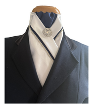 HHD White Satin Dressage Stock Tie with Rhinestones in Black Other Colours Available