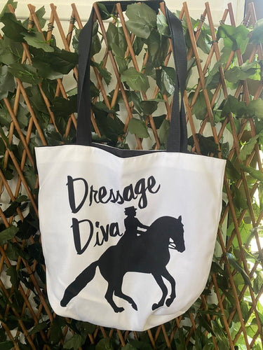 Dressage Diva Black n White Tote Bag