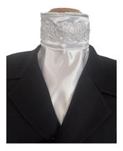 HHD White Dressage Euro Stock Tie ‘Helena’ Sequins and Pearls