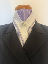 HHD White Dressage Show Equestrian Stock Tie ‘Pastel’ Baby Pink, Silver Grey, Violet, and Sky Blue