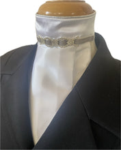 HHD White Satin Dressage  Euro Stock Tie ‘Caitlin’ - Navy, Black and Silver