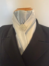HHD White Dressage Show Equestrian Stock Tie ‘Pastel’ Baby Pink, Silver Grey, Violet, and Sky Blue