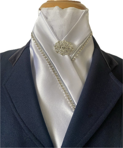 HHD White Custom Stock Tie  ‘Snow White’ Silver & Crystals