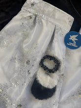 HHD Dressage Euro Stock Tie ‘Rosalea’ in White Embroidered Lace with Sequins