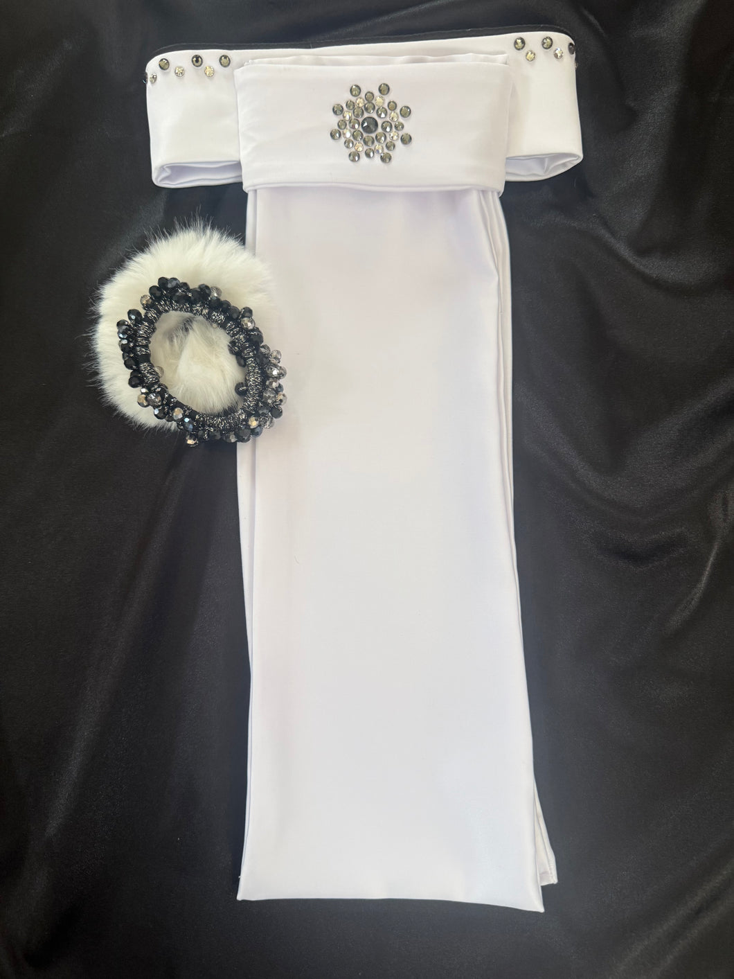 HHD Dressage Plastron Stock Tie ‘Serena’ in Black with Swarovski Crystals