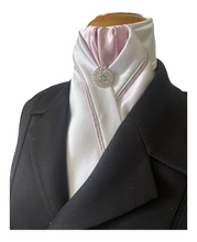 HHD White Satin Custom Pretied Stock Tie Baby Pink