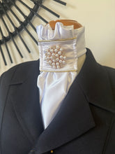 HHD Cream Dressage Euro Stock Tie ‘Amy’ With Pearls & Gold