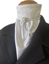 HHD Dressage Euro Stock  Tie ‘Tilly’ in White Satin and Lace