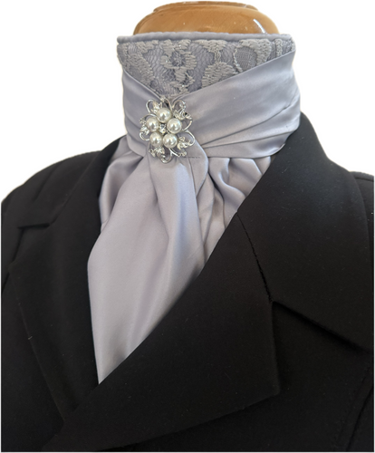 HHD Euro Stock Tie ‘La Rochelle’ in Grey with Lace