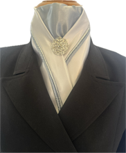 HHD White Dressage Show Equestrian Stock Tie ‘Pastel’ Baby Pink, Silver Grey, Violet, and Sky Blue