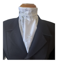 HHD Dressage Equestrian Euro Stock Tie ‘Rosalea’ in White Embroidered Lace with Sequins