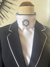 HHD Dressage Plastron Stock Tie ‘Serena’ in Navy Blue with Swarovski Crystals