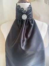 HHD Black Euro Stock Tie ‘Chloe’ in Guipere Lace & Swarovski Crystals