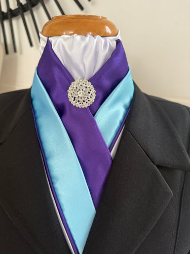 HHD The Royal Satin Dressage Stock Tie in Purple & Aqua