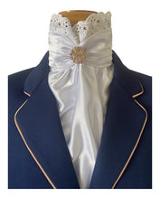 HHD Dressage Euro Stock Tie ‘Chloe’ with Lace  Rose Gold Swarovski