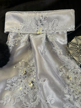 HHD Dressage Equestrian Euro Stock Tie ‘Rosalea’ in Silver Embroidered Lace with Sequins
