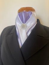 HHD White Dressage Show Equestrian Stock Tie ‘Pastel’ Baby Pink, Silver Grey, Violet, and Sky Blue