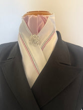 HHD White Dressage Show Equestrian Stock Tie ‘Pastel’ Baby Pink, Silver Grey, Violet, and Sky Blue