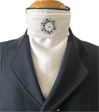 HHD Dressage Plastron Stock Tie ‘Serena’ in Navy Blue with Swarovski Crystals