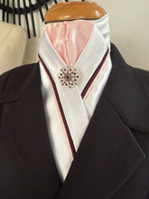 HHD White Satin Stock Tie Pink & Burgundy