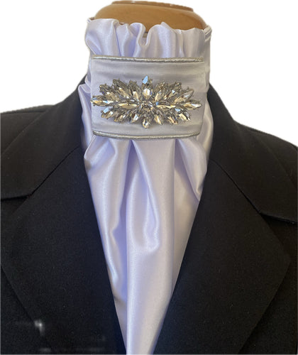 HHD Dressage Equestrian White Euro Stock Tie Plastron Blossom